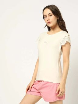 GAP - Off White Women's Round Neck T-Shirt