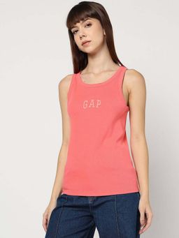 GAP - Pink Women's Embroidered Round Neck Tank Top