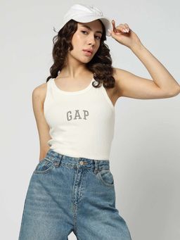 GAP - Off White Women's Slim Round Neck T-Shirt