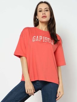 GAP - Coral Women's Loose Fit Round Neck T-Shirt