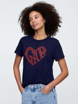 GAP - Navy Blue Women's Round Neck Logo T-Shirt