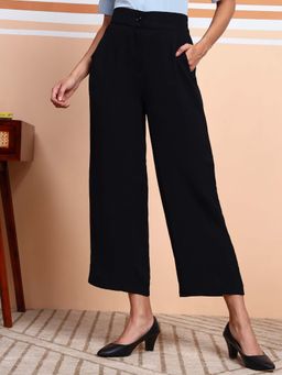 FITHUB - Black Women Straight Fit Relaxed Trousers