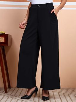 FITHUB - Black Women Flared Fit Trousers