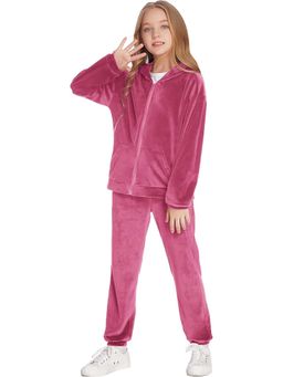 Fnocks - Pink Girls' Cozy Velvet Hoodie and Joggers