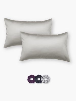 SEEVO - Light Grey Satin Pillow Covers - 17 x 27 Inches (Set of 2) (Free Size)