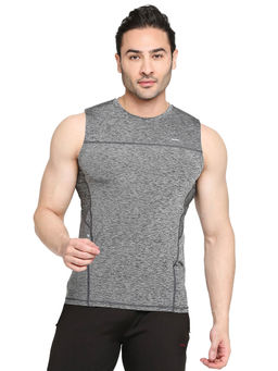 Black Panther - Mens Black Melange Sleeveless Tank
