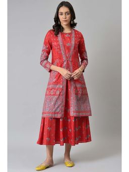 W - Red Woven Dress-Jacket (Set of 2)