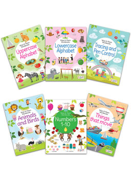 Pegasus - 6 Reusable Washable Wipe & Clean Books with Pens