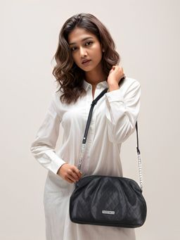 Toteteca - Womens Black Pleated Sling Bag