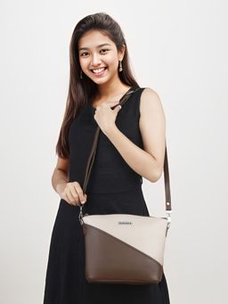 Toteteca - Womens Brown Colorblock Sling Bag