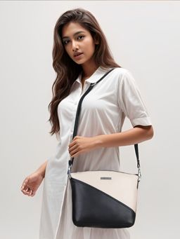 Toteteca - Womens Black Colorblock Sling Bag