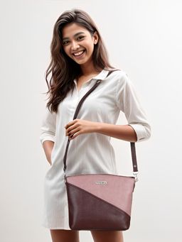 Toteteca - Womens Maroon Colorblock Sling Bag