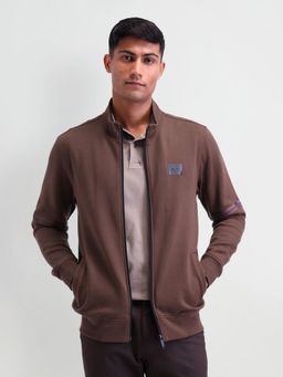 Arrow Newyork - Solid Brown Full Sleeves High Neck Jackets