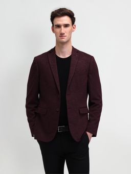 Arrow - Textured Maroon Full Sleeves Blazer