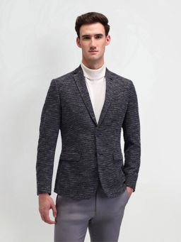Arrow - Textured Blue Full Sleeves Blazer