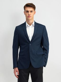 Arrow - Textured Navy Blue Full Sleeves Blazer