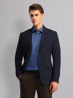 Arrow - Textured Navy Blue Full Sleeves Blazer