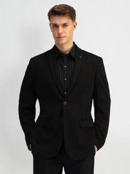 Arrow - Solid Black Full Sleeves Blazer