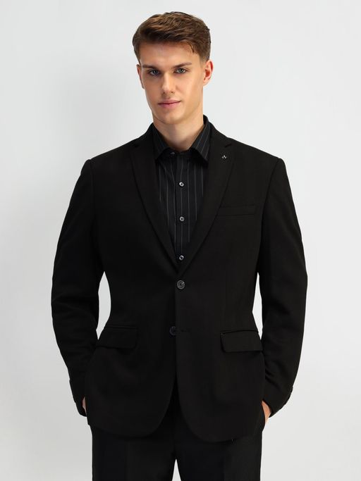 Arrow Solid Black Full Sleeves Blazer