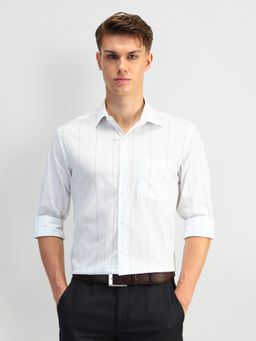 Arrow - Stripes White Full Sleeves Collar Neck Shirt
