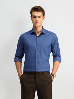 Arrow - Textured Blue Full Sleeves Collar Neck Shirt