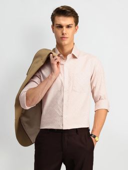 Arrow - Textured Beige Full Sleeves Collar Neck Shirt