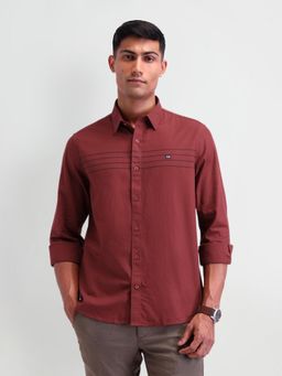 Arrow Sports - Stripes Red Full Sleeves Tailored Collar Neck Shirt