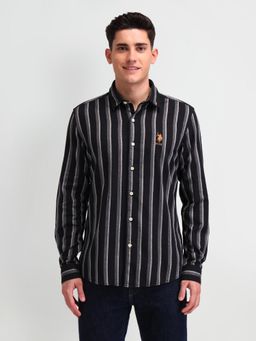 U.S. Polo Assn. Denim Co. - Stripes Black Full Sleeves Collar Neck Shirt