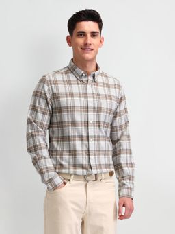 U.S. Polo Assn. Denim Co. - Checks Brown & Grey Full Sleeves Collar Neck Shirt