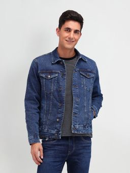 U.S. Polo Assn. Denim Co. - Solid Blue Full Sleeves Jacket
