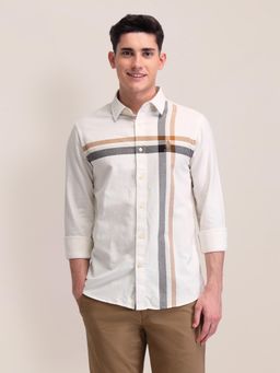 U.S. POLO ASSN. - Stripes White Full Sleeves Collar Neck Shirt