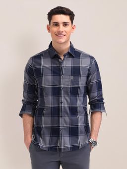 U.S. POLO ASSN. - Checks Grey Full Sleeves Collar Neck Shirt