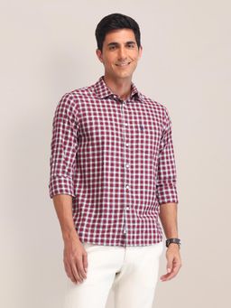 U.S. POLO ASSN. - Checks Red Full Sleeves Collar Neck Shirt