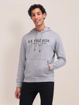 U.S. POLO ASSN. - Solid Grey Full Sleeves Hoodie
