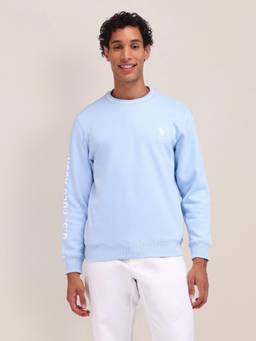U.S. POLO ASSN. - Solid Blue Full Sleeves Crew Neck Sweatshirt