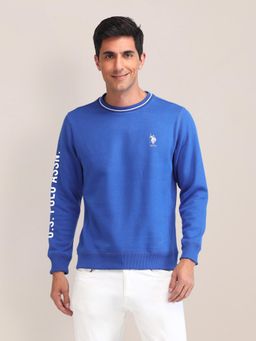 U.S. POLO ASSN. - Solid Indigo Blue Full Sleeves Crew Neck Sweatshirt