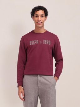 U.S. POLO ASSN. - Solid Maroon Full Sleeves Crew Neck Sweatshirt
