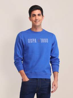 U.S. POLO ASSN. - Solid Blue Full Sleeves Crew Neck Sweatshirt