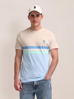 U.S. POLO ASSN. - Colorblock Multi-Color Half Sleeves Crew Neck T-Shirt