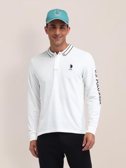 U.S. POLO ASSN. - Solid Off White Full Sleeves Polo T-Shirt