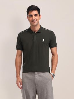 U.S. POLO ASSN. - Solid Olive Half Sleeves Polo T-Shirt