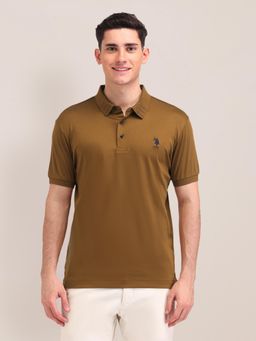 U.S. POLO ASSN. - Solid Rust Half Sleeves Polo T-Shirt