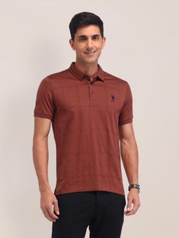 U.S. POLO ASSN. - Checks Red Half Sleeves Polo T-Shirt