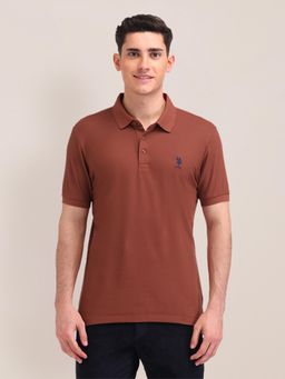 U.S. POLO ASSN. - Solid Red Half Sleeves Polo T-Shirt