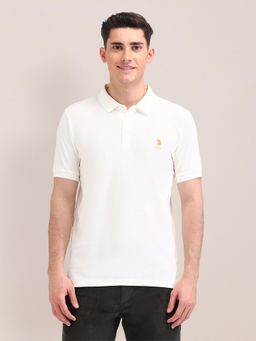 U.S. POLO ASSN. - Solid White Half Sleeves Polo T-Shirt