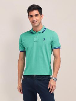 U.S. POLO ASSN. - Solid Green Half Sleeves Polo T-Shirt