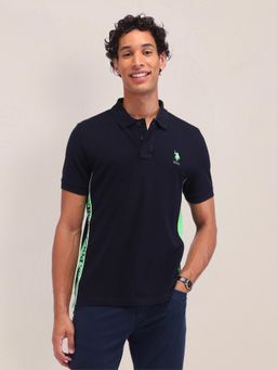 U.S. POLO ASSN. - Solid Navy Blue Half Sleeves Polo T-Shirt