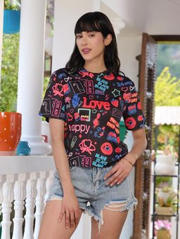 Tandul - Black Printed Regular T-Shirt