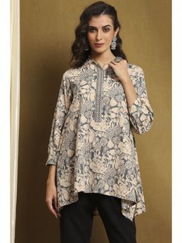 Biba - Womens Blue Cotton Straight Shirt