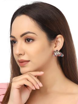 Yellow Chimes - Women Multicolor Butterfly Designed Stud Drop Earrings